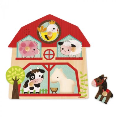 JANOD Puzzle Sonore de la Ferme 5 pi&egrave;ces