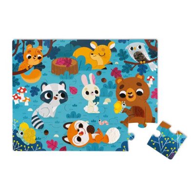 JANOD Puzzle tactile  Les animaux de la for&ecirc;t 20 pi&egrave;ces 