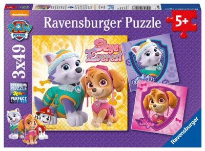 RAVENSBURGER Puzzles 3 x 49 pi&egrave;ces  Charmantes chiennes Pat Patrouille
