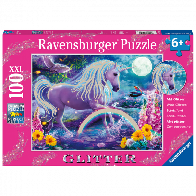 Puzzles enfants - puzzle 100 pi&egrave;ces xxl - licorne scintillante (collection paillettes)