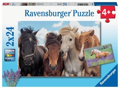 RAVENSBURGER Puzzles enfants - puzzles 2x24 pi&egrave;ces - l'amour des chevaux