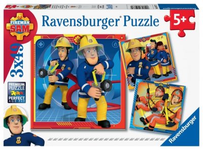 RAVENSBURGER Puzzles enfants - puzzles 3x49 pi&egrave;ces - notre h&eacute;ros sam le pompier