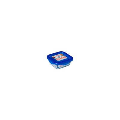 PYREX  COOK&GO Plat de conservation carr&eacute; 0,8l 16cm + Couvercle bleu