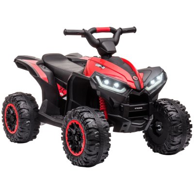 HOMCOM Quad buggy &eacute;lectrique enfant 12 v 3 kmh max. Effets lumineux et sonores rouge noir 