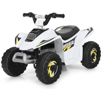 COSTWAY Quad buggy electrique pour enfant 6 v 4,5 km-h max voiture pour enfants de 3 ans+ blanc