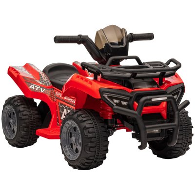 HOMCOM Quad buggy voiture &eacute;lectrique enfant 18-36 mois 6 V 2 Km/h max. effet lumineux m&eacute;tal PP rouge