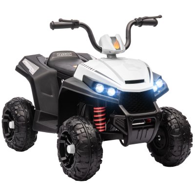 AIYAPLAY Quad &eacute;lectrique enfant 2 moteurs 12v 5 kmh max. Marche av ar nombreux effets blanc 