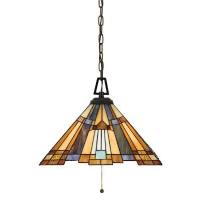 QUOIZEL  Suspension Inglenook, style Tiffany, par cha&icirc;ne