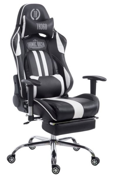 CLP TRADING Racing Limit Office Chaise dans la biblioth&egrave;que noire / noire, avec repose-pieds