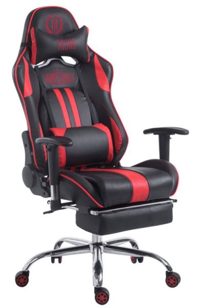  Racing Limit Office Chaise en noir / rouge, avec des repousses de pied