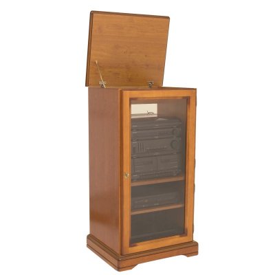 BEAUX MEUBLES PAS CHERS Rack Hifi 1 Porte Merisier Dessus Relevable - marron