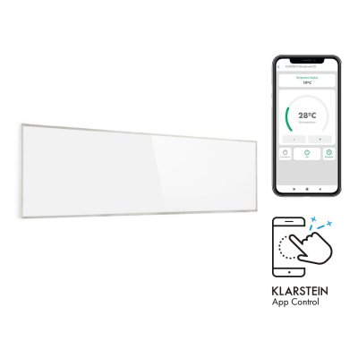 KLARSTEIN Radiateur infrarouge - Wonderwall Smart - Panneau chauffant - 100x30cm - 300W - WiFi - IP24 - Blanc