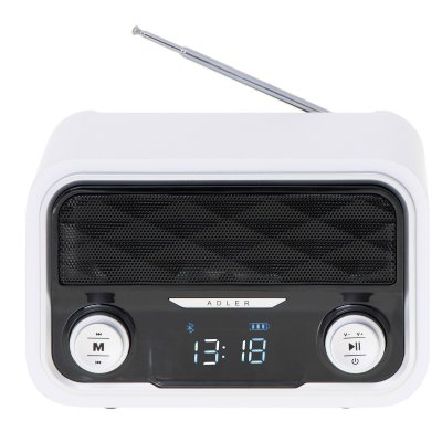ADLER Radio Bluetooth, Tuner FM,Lecture MP3, Port USB et carte SD, Sans Fil, Portable  AD1185