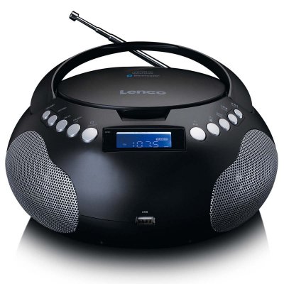 LENCO Radio portable et lecteur CD/MP3 avec USB et Bluetooth SCD-331BK Noir-Argent