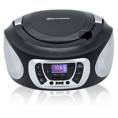 ROADSTAR Radio Portable st&eacute;r&eacute;o FM + CD - Lecteur MP3 et entr&eacute;e USB Silver