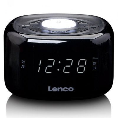 LENCO Radio r&eacute;veil avec veilleuse CR-12  luminosit&eacute; r&eacute;glable noir 