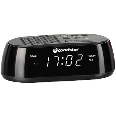 ROADSTAR Radio-R&eacute;veil Num&eacute;rique FM, Port USB &agrave; Chargement Rapide, 2 Alarmes, Ecran LCD,, CLR-2477, , Noir
