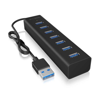 ICY BOX Raidsonic 7 Port  Usb Hub Adapter Argent&eacute;