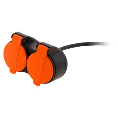 ZENITECH Rallonge 2 prises 2P+T IP44 H07RN-F 3x1,5mm&sup2; 10m avec clip de fixation orange