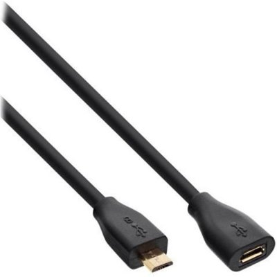 INTOS ELECTRONIC Rallonge inline&reg; micro-usb, usb 2.0 micro-b m / f, noir / or, 2 m