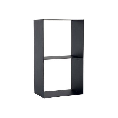 FARMCOOK Range b&ucirc;ches CASEY en acier noir &agrave; 2 &eacute;tages 45x30x80 cm 30