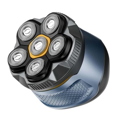 AVIZAR Rasoir Electrique &agrave; 6 T&ecirc;tes Rotatives Rechargeable Usage &agrave; Sec ou Humide Noir / Bleu