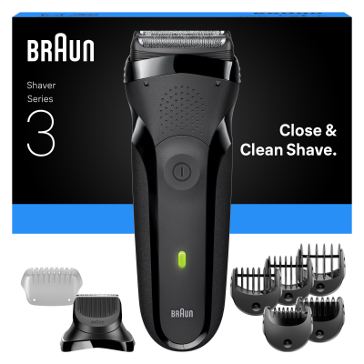 Rasoir &eacute;lectrique BRAUN Series 3 - Noir - Autonomie 30 minutes - Charge rapide 5 minutes 