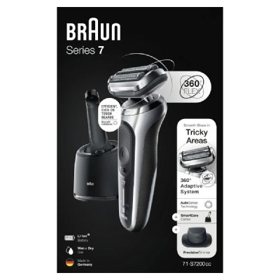 BRAUN Rasoir &Eacute;lectrique  Series 7 71-S7200cc - Avec Tondeuse De Pr&eacute;cision & Centre SmartCare - Argent 