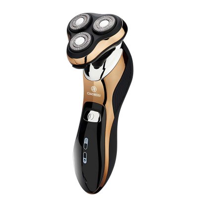 AVIZAR Rasoir Electrique Rechargeable avec Double Anneau Rotatif Usage &agrave; Sec ou Humide Noir / Or