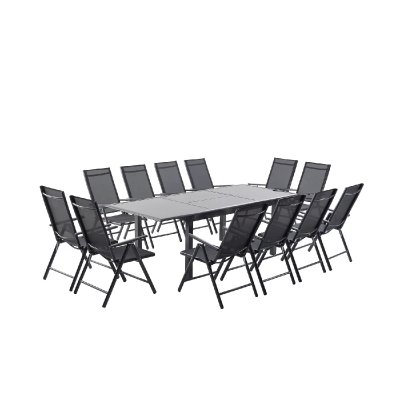 CONCEPT USINE Ravenne 12. Salon de jardin en aluminium 12 places gris 