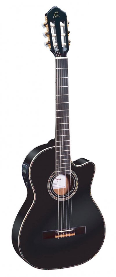 ORTEGA RCE145 - Guitare &eacute;lectro-classique - Noir brillant (+housse)