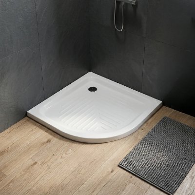 KIAMAMI VALENTINA Receveur De Douche 90 Cm Angulaire Semi-Circulaire En C&eacute;ramique Topazio