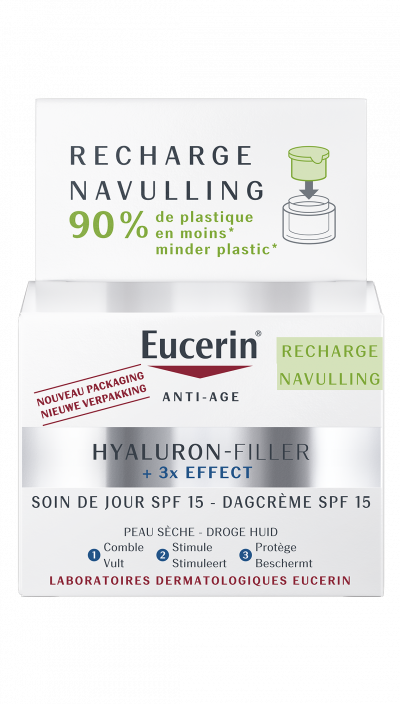Recharge Soin De Jour Spf15 Anti-age Peaux S&egrave;ches 50ml Hyaluron-Filler + 3x Effect Eucerin