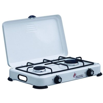 INTEC R&eacute;chaud gaz 2 feux 3200w br&ucirc;leurs fonte couvercle plaque de cuisson gaz butane ou propane