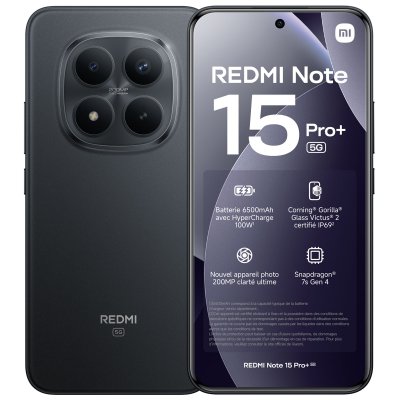XIAOMI Redmi Note 15 Pro+ 5G Noir 12GO + 512GO Snapdragon&reg; 7s Gen 4