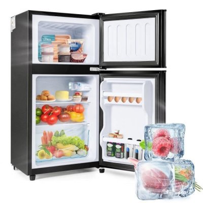 MERAX R&eacute;frig&eacute;rateur 2 portes 60l, cong&eacute;lateur en haut