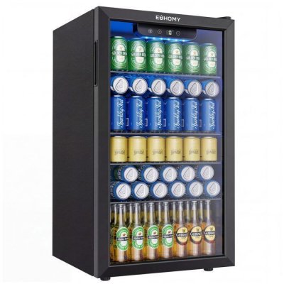 EUHOMY R&eacute;frig&eacute;rateur &agrave; Boissons 90L- 126 canettes-ventil&eacute; &agrave; d&eacute;givrage automatique-Noir