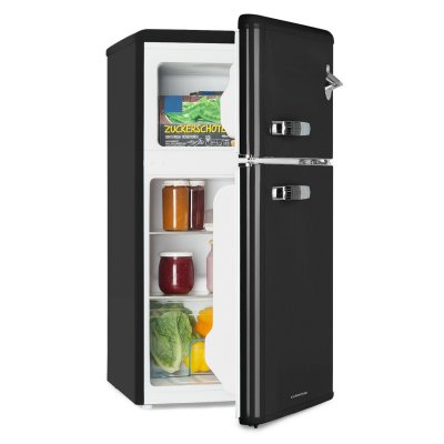 KLARSTEIN R&eacute;frig&eacute;rateur-cong&eacute;lateur Combin&eacute; Irene 85 litres design r&eacute;tro Noir 
