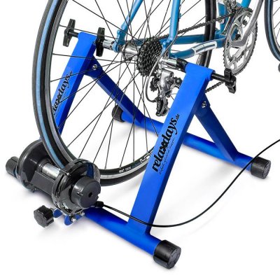 RELAXDAYS  simulateur de v&eacute;lo pliable avec 7 niveaux de r&eacute;sistance rouleau r&eacute;glable bleu