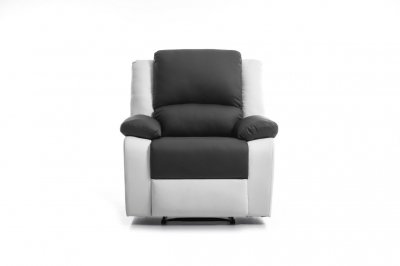 LOUNGITUDE RELAXXO - Fauteuil de relaxation en simili LEO - Blanc/Gris