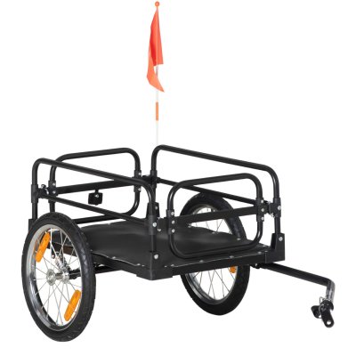 HOMCOM Remorque &agrave; v&eacute;lo  Acier 125x64x53.5cm Noir