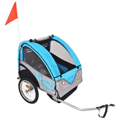 VIDAXL Remorque de V&eacute;lo pour Enfants Gris et Bleu 30 kg  Gris