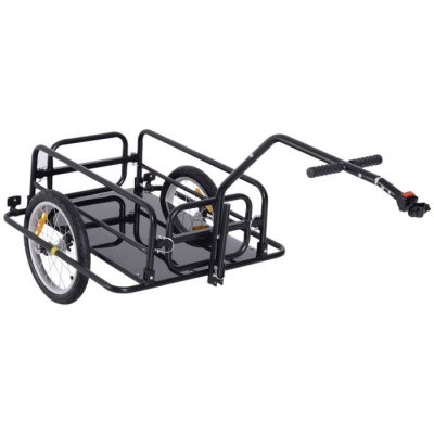 HOMCOM Remorque v&eacute;lo  - Transporteur pliable en acier noir - 155L x 71,5l x 77H cm - 40 kg max