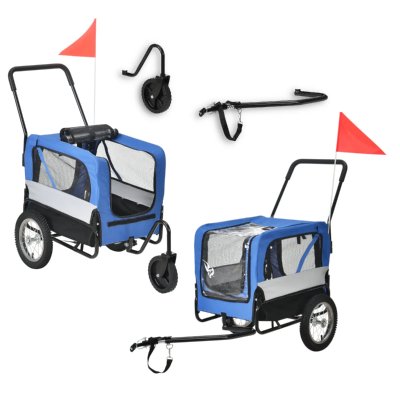 PRO.TEC Remorque V&eacute;lo pour Chien Capacit&eacute; 20 kg 143 x 67 x 96 cm Bleu Gris Noir