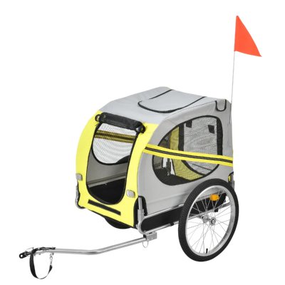 PRO.TEC Remorque V&eacute;lo pour Chien Capacit&eacute; 26 kg 138 x 71 x 90 cm Jaune Gris Noir