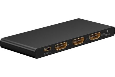 GOOBAY R&eacute;partiteur hdmi 1 &agrave; 2 (4k @ 60 hz) - divise le signal d'entr&eacute;e 1x hdmi en 2x sorties hdmi