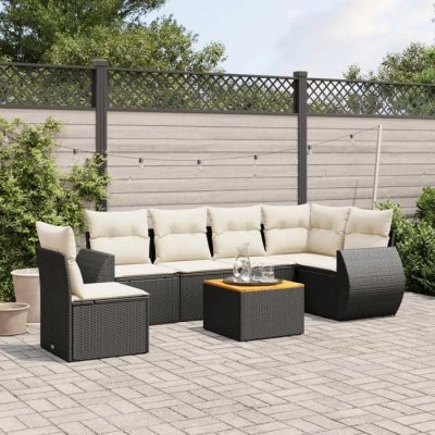 VIDAXL Resine tressee salon de jardin modulable 6 personnes 7 pieces 62 x 62 x 69 noir
