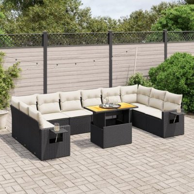 VIDAXL Resine tressee  salon de jardin modulable 10 personnes 11 pieces 62.0 x 62 x 69 noir