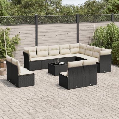 VIDAXL Resine tressee  salon de jardin modulable 13 pieces noir 55.0 x 62 x 69 12 personnes 