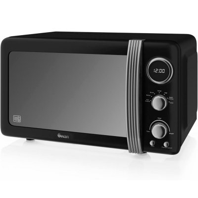 SWAN Retro Micro-ondes Num&eacute;rique 20L, 5 Niveaux Puissance, D&eacute;cong&eacute;lation, Minuterie SM22030LBNEU Noir